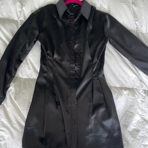 Satin shirt dress